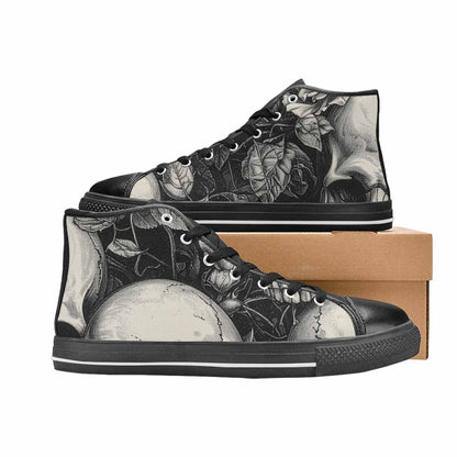 MEN'S Skulls Roses Pen Ink High Top Canvas Dreamcore Sneakers