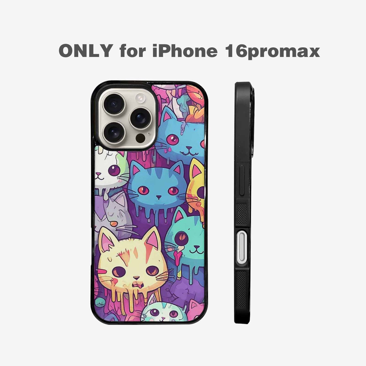 iPhone 16 Pro Max Case — Pastel Gore Cat Character Pattern Hundreds, Custom Print Case Cover