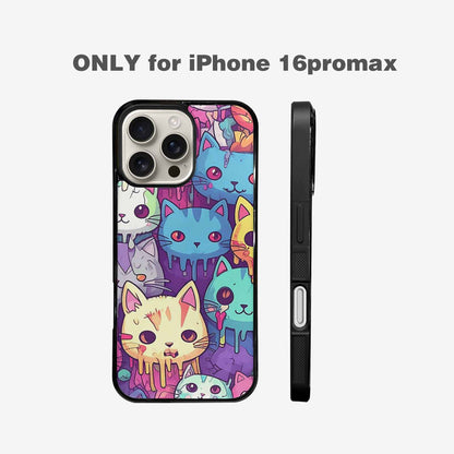 iPhone 16 Pro Max Case — Pastel Gore Cat Character Pattern Hundreds, Custom Print Case Cover