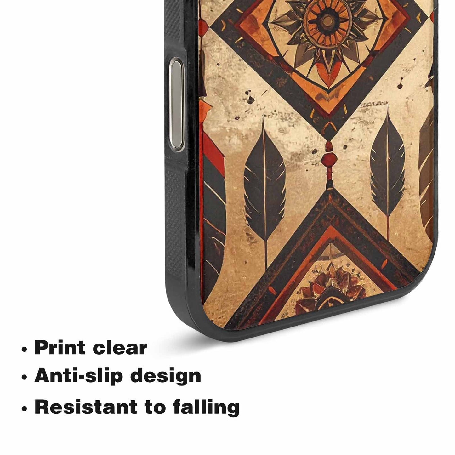 iPhone 16 Pro Max Case — Native American Geometric Pattern Arrows Feathers, Custom Art Phone Cover