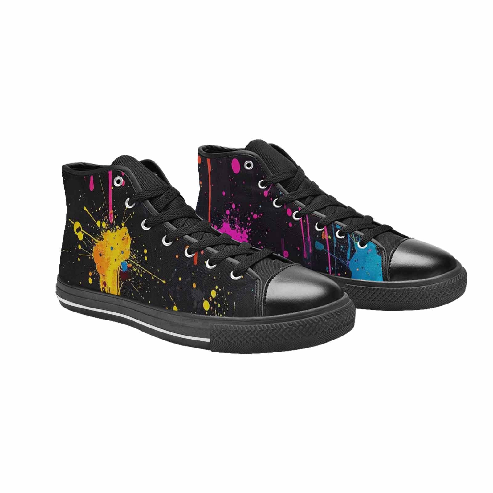 WOMEN'S Paint Splatter High Top Canvas Wallpaper Art Custom Sneakers