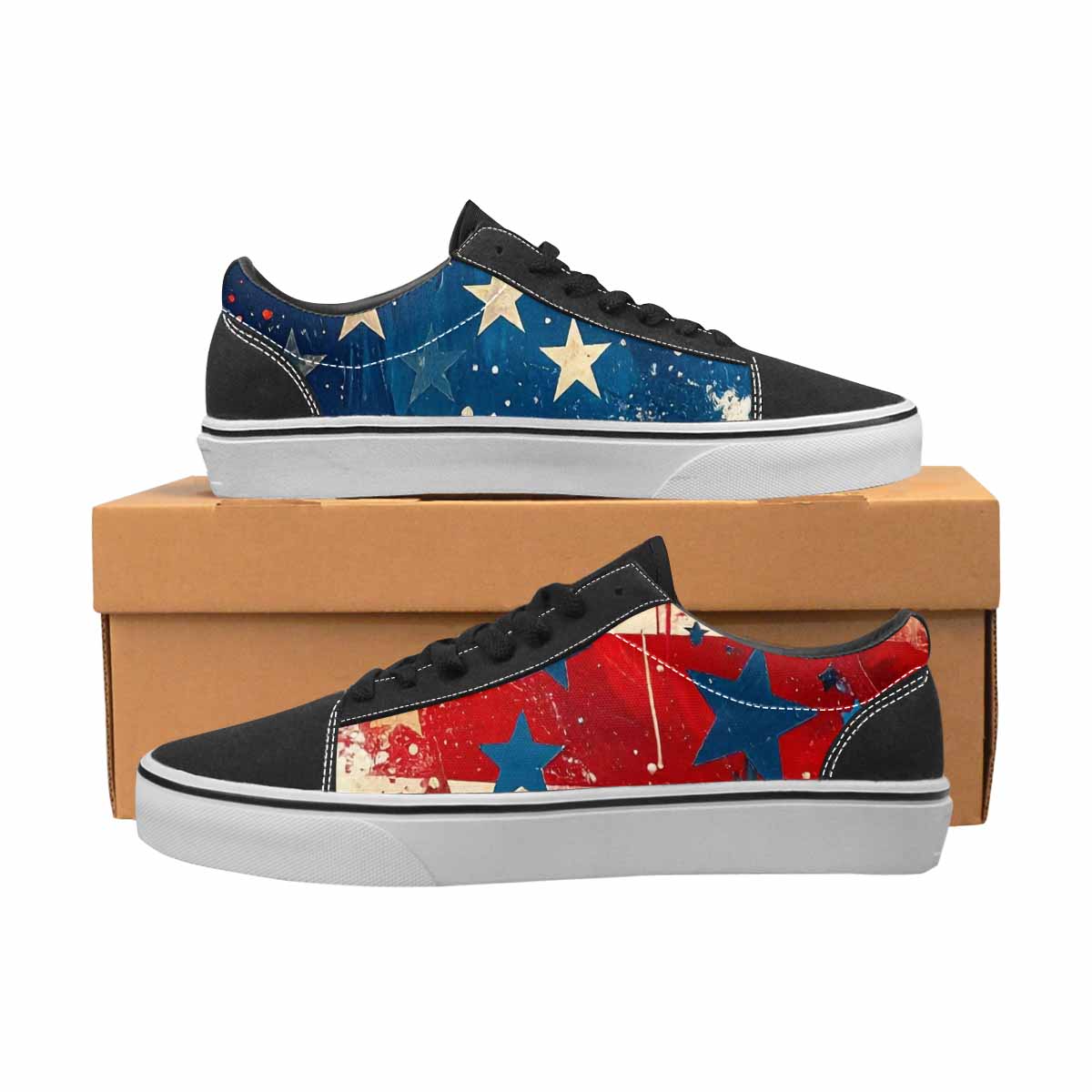WOMEN'S Patriotic Stars Stripes Lace-Up Canvas Surreal Custom Shoes