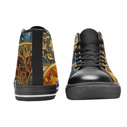 MEN'S Klimt-Style Gold Leaf High Top Canvas Aesthetic Custom Sneakers