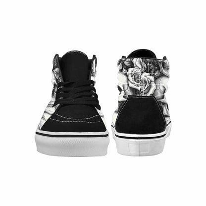 WOMEN'S Skulls Roses Pen Ink High Top Canvas Vibrant Chaos Custom Shoes