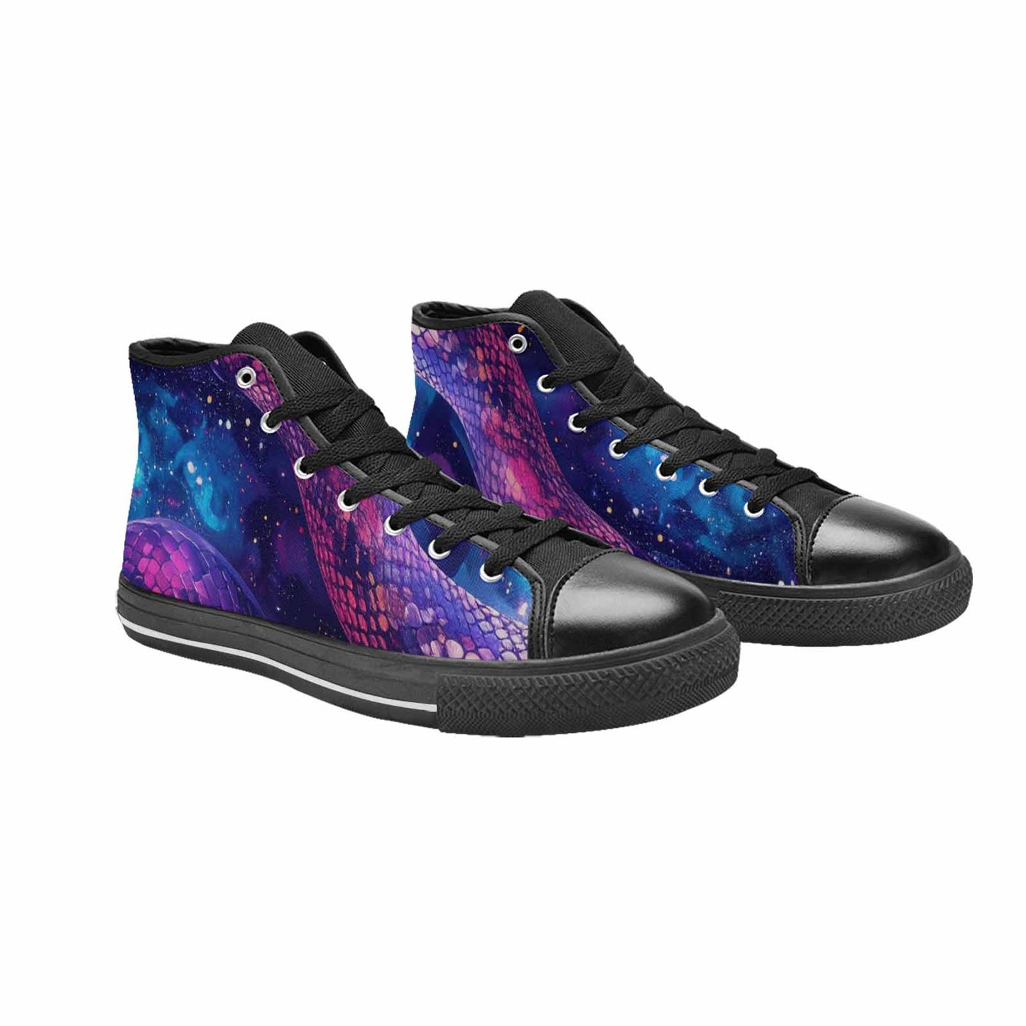 WOMEN'S Galaxy Snake Print High Top Canvas Y2K Custom Shoes