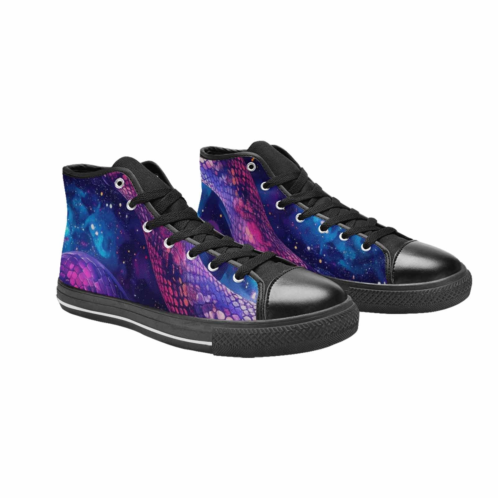 WOMEN'S Galaxy Snake Print High Top Canvas Y2K Custom Shoes