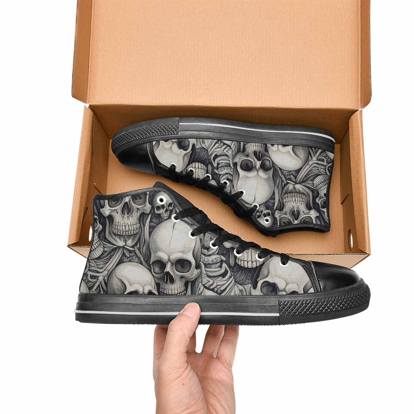 WOMEN'S Skulls - Classic High Top Canvas Aesthetic Custom Sneakers