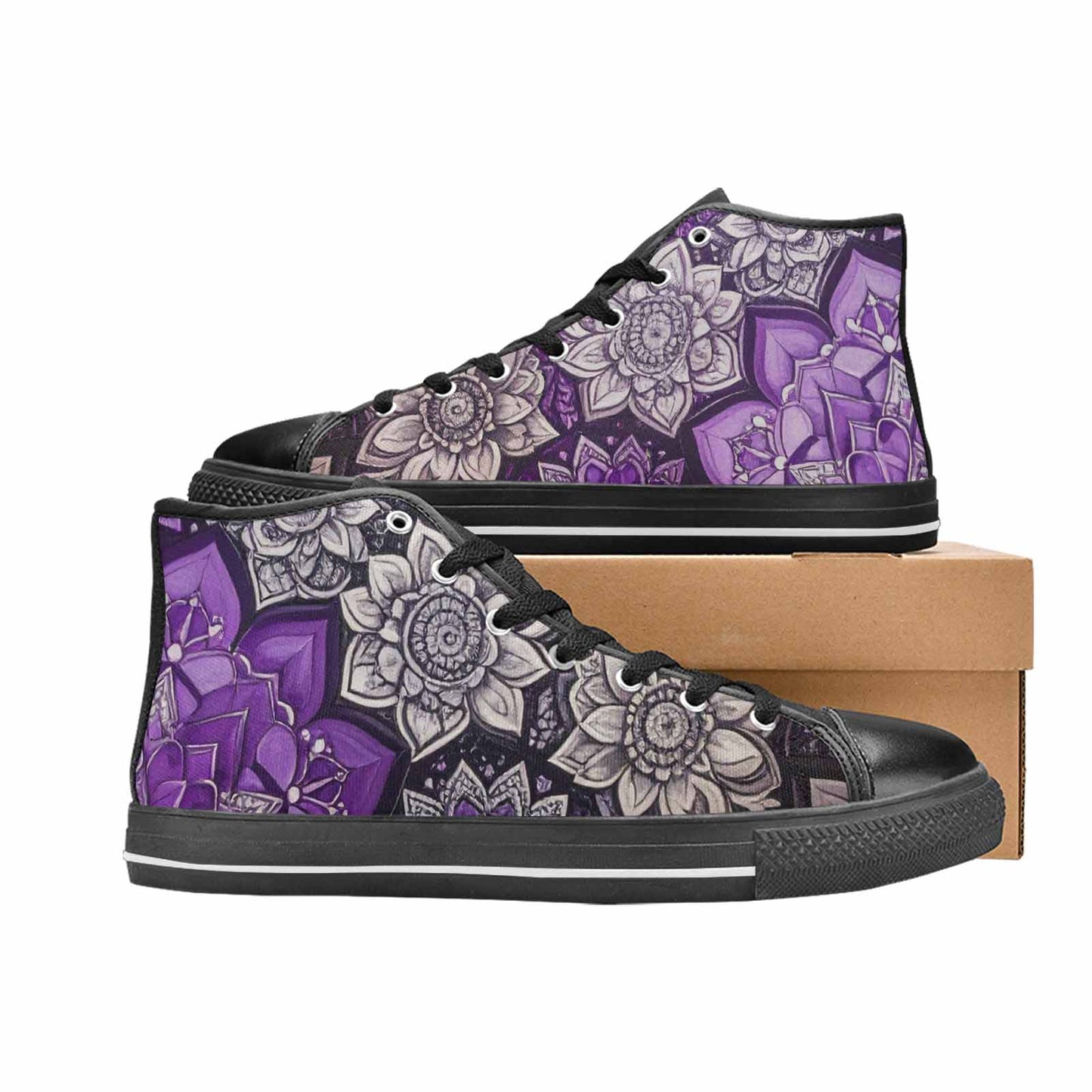WOMEN'S Mandala High Top Canvas Grunge Custom Sneakers