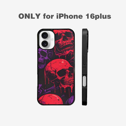 iPhone 16 Plus Case — Red Purple Skeletons Neon Drip Melting, Customized Protective Case
