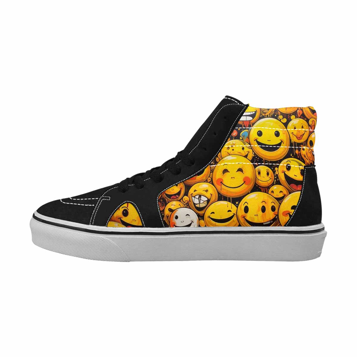 MEN'S Melting Moon Smiley — High Top Canvas Wallpaper Art Custom Sneakers
