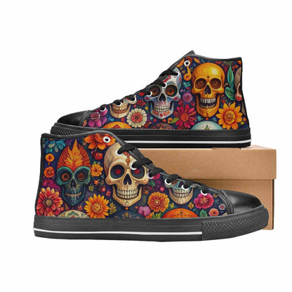 MEN'S Skull High Top Canvas Wallpaper Art Shoes