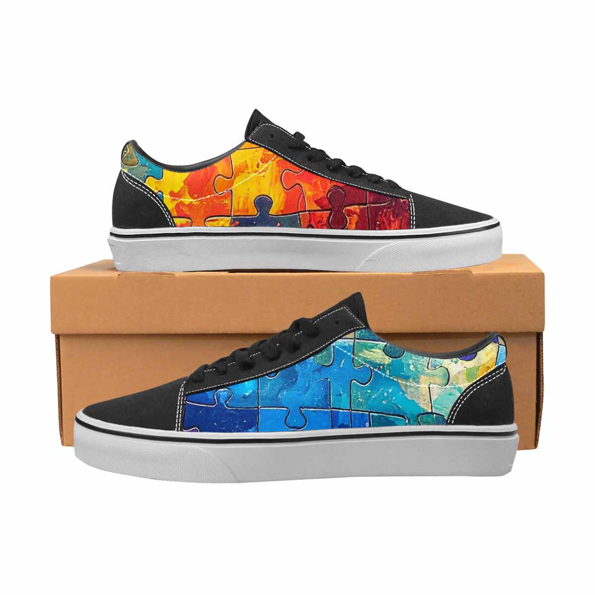 WOMEN'S Autism Puzzle Pieces Lace-Up Canvas Vivid Custom Sneakers