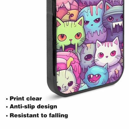 iPhone 15 Plus Case — Pastel Gore Cat Character Pattern Hundreds, Custom Print Case Cover