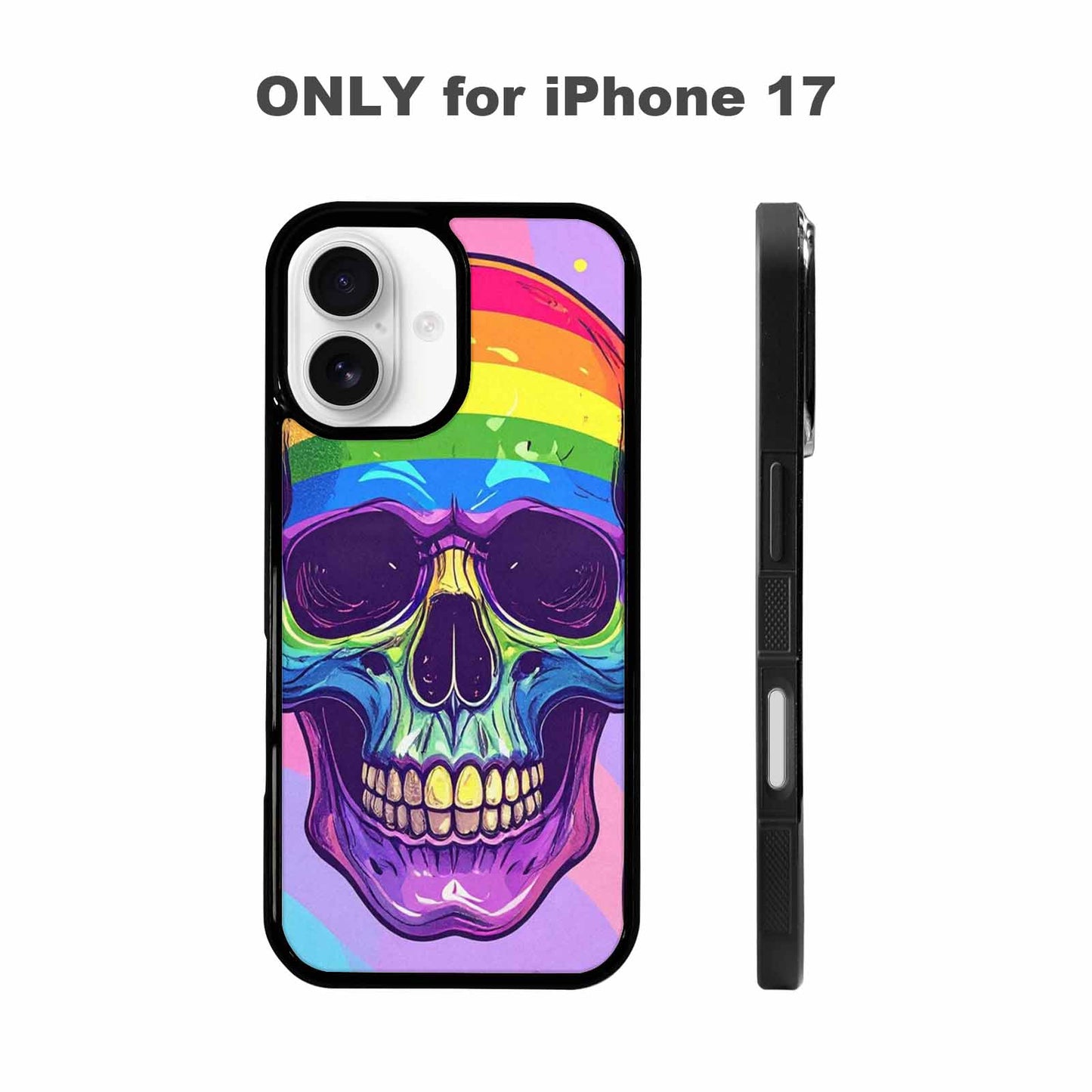 iPhone 17 Case — Rainbow Pride Skull Seamless Gothic Skulls, Personalized Phone Case