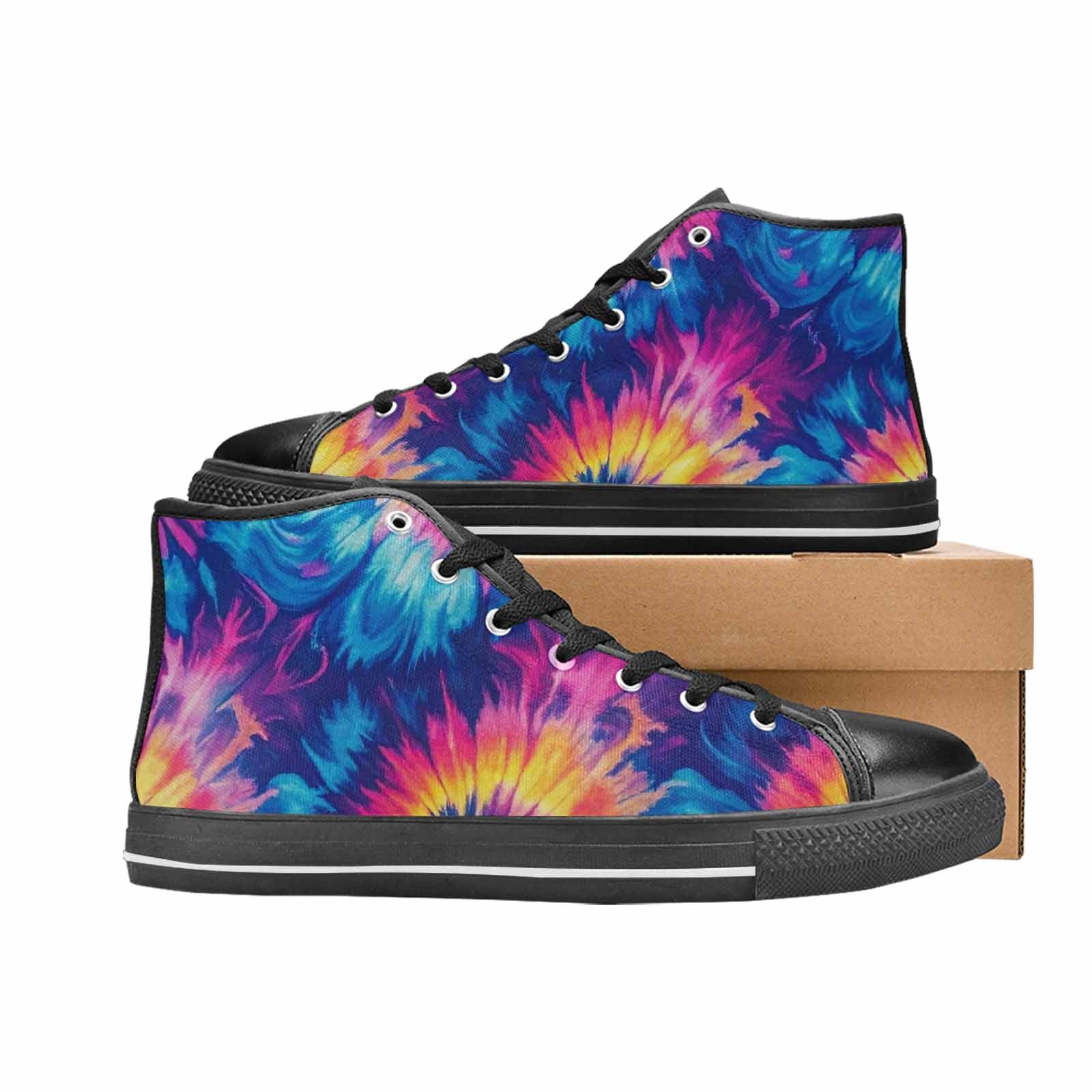 MEN'S Tie Dye Swirl High Top Canvas Cottagecore Sneakers