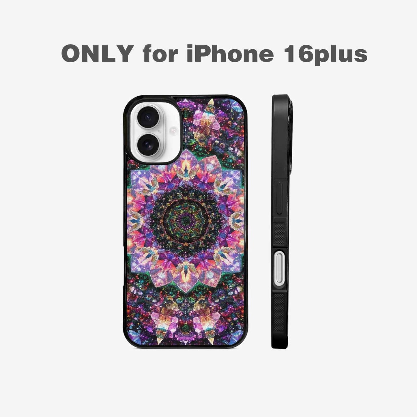 iPhone 16 Plus Case — Crystal Mandala Art Seamless Pattern Vibrant, Personalized Phone Case