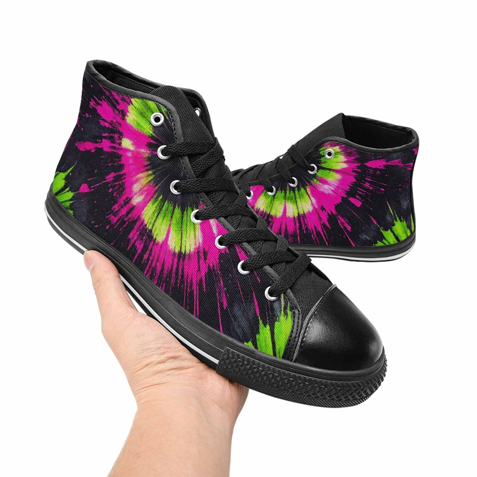 MEN'S Acid Wash Tie Dye Neon High Top Canvas Wallpaper Art Custom Shoes