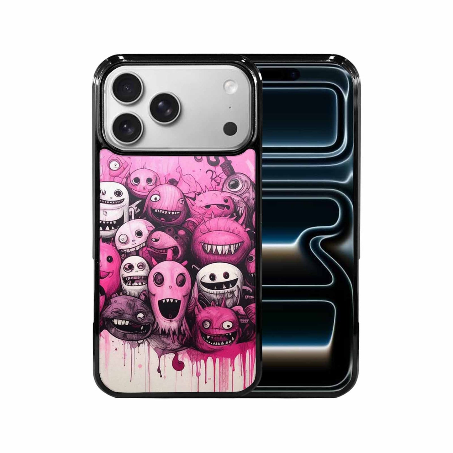 iPhone 17 Pro Max Case — Black &amp; Pink Ink Cartoon Cute, Personalized Phone Case