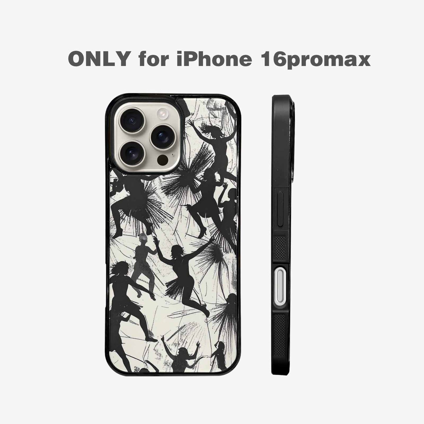 iPhone 16 Pro Max Case — Bold Dancing Figure Line Art Pattern, Custom Made Phone Cover