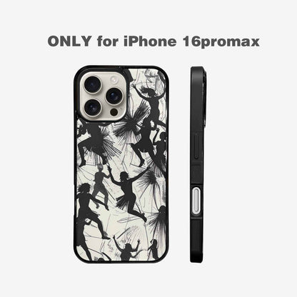 iPhone 16 Pro Max Case — Bold Dancing Figure Line Art Pattern, Custom Made Phone Cover