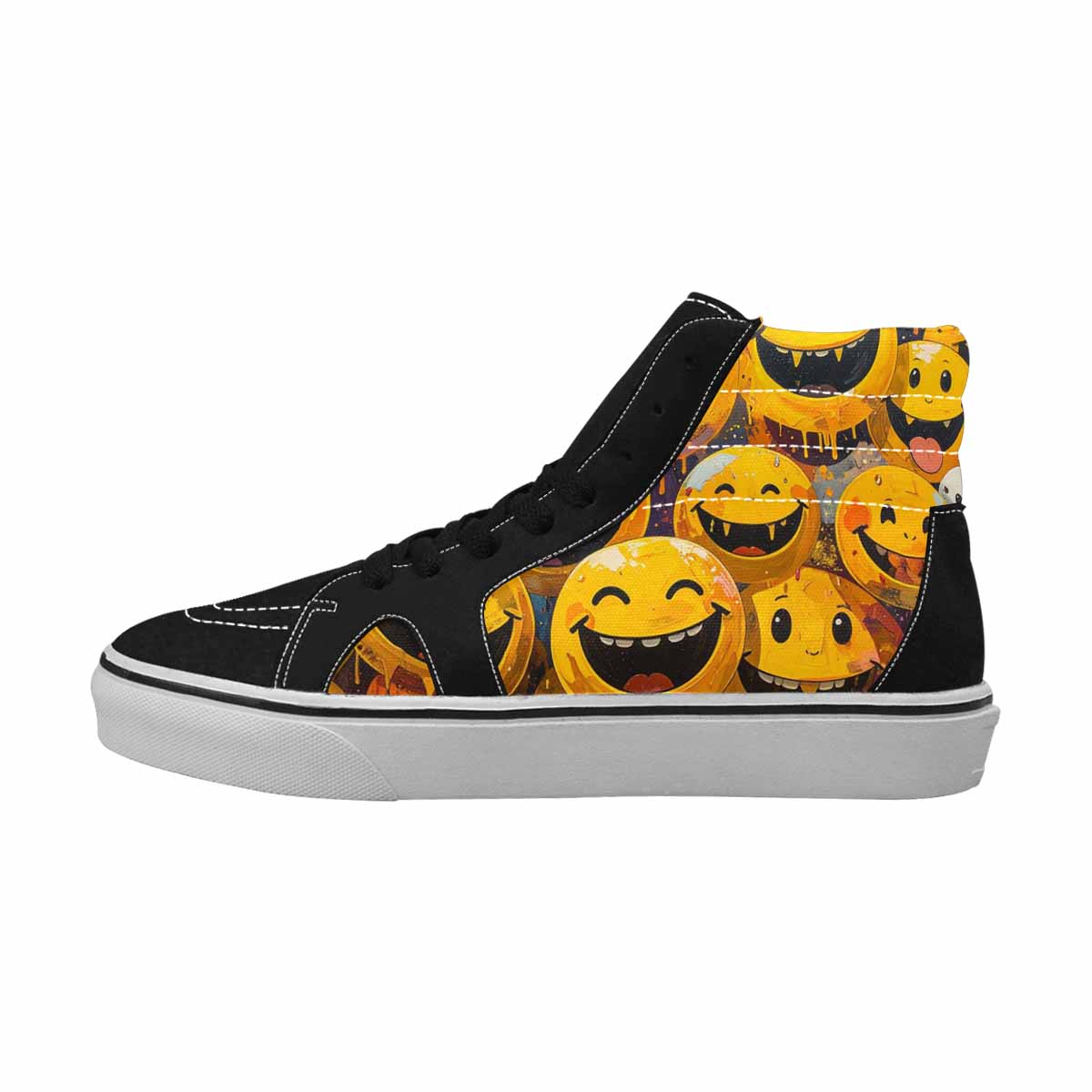 MEN'S Melting Moon Smiley  High Top Canvas Aesthetic Custom Shoes