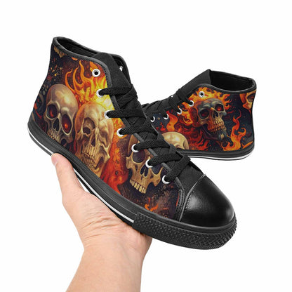 MEN'S Skulls - Flaming High Top Canvas Y2K Custom Sneakers