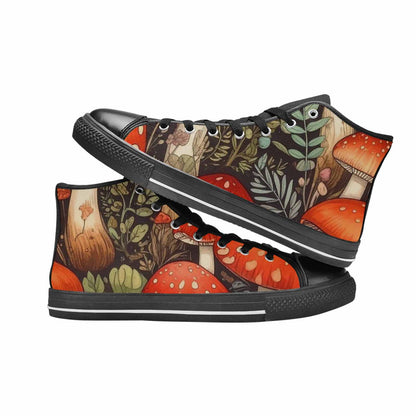 MEN'S Mushroom High Top Canvas Vibrant Chaos Custom Shoes