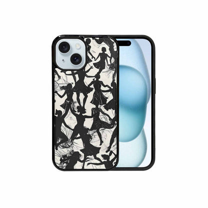 iPhone 15 Case — Bold Dancing Figure Line Art Pattern, Custom Designed Case Cover