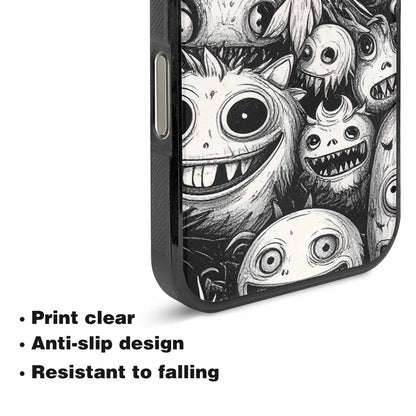 iPhone 16 Pro Case — Black And White Monster Face Collage, Custom Printed Phone Case