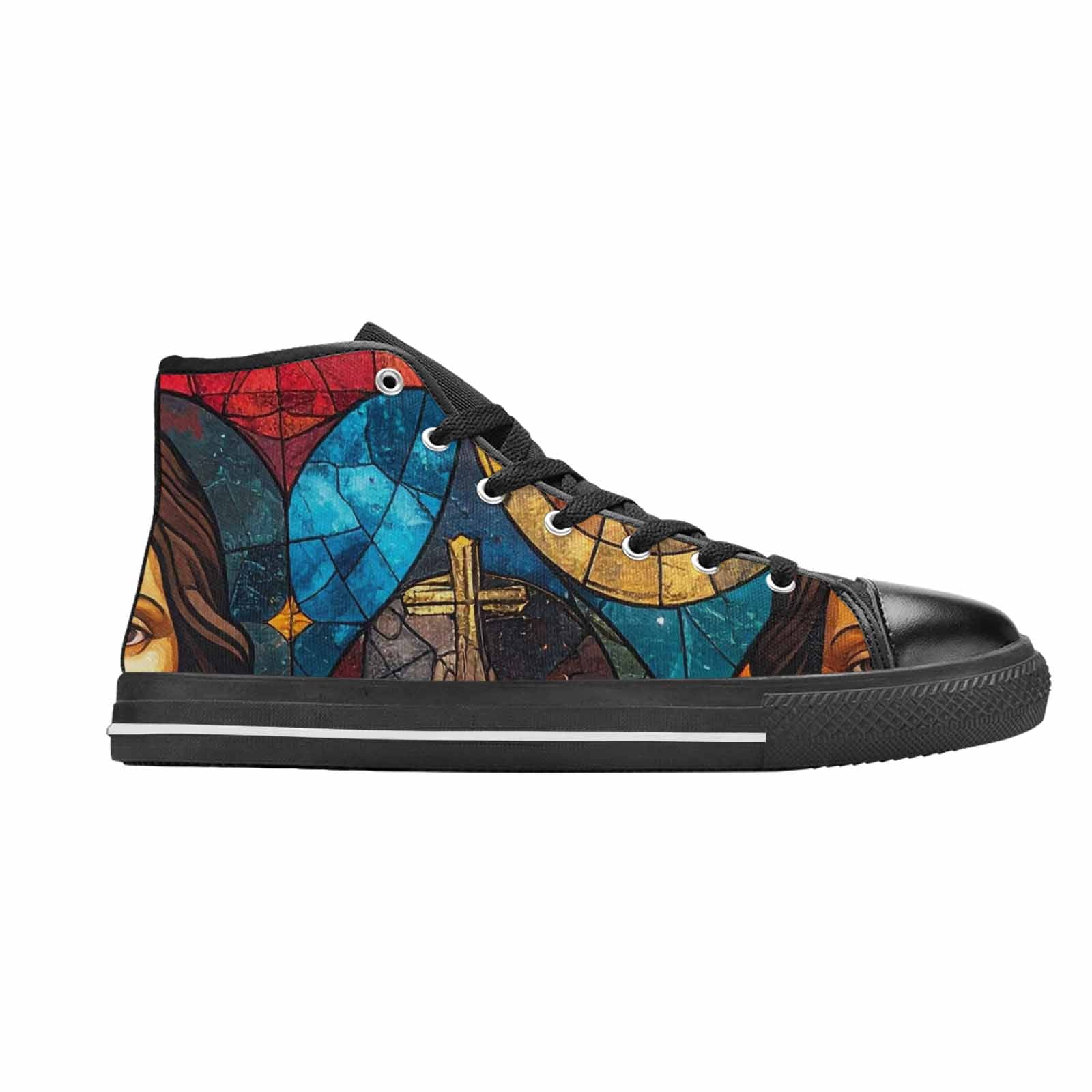 MEN'S Jesus Face Small High Top Canvas Surreal Custom Sneakers