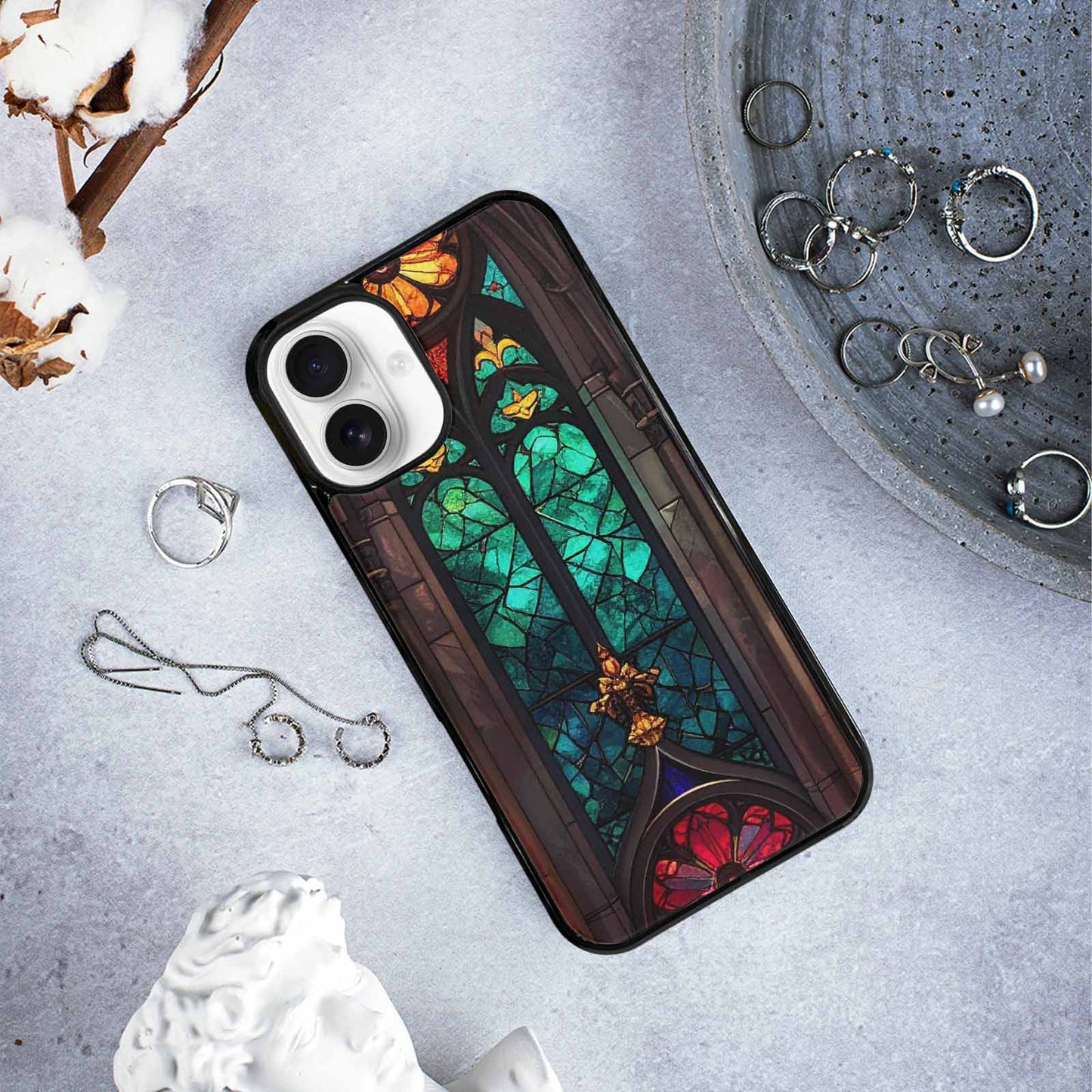 iPhone 16 Plus Case — Stained Glass Cathedral Custom, Custom Phone Case