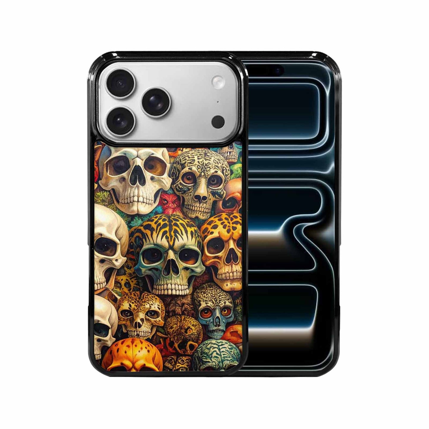 iPhone 17 Pro Max Case — Skulls Animal Print Gothic Skulls, Unique Phone Case Design