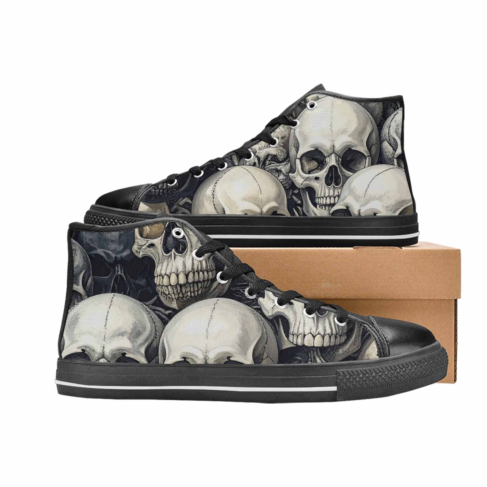 MEN'S Skulls - Classic High Top Canvas Cottagecore Custom Shoes