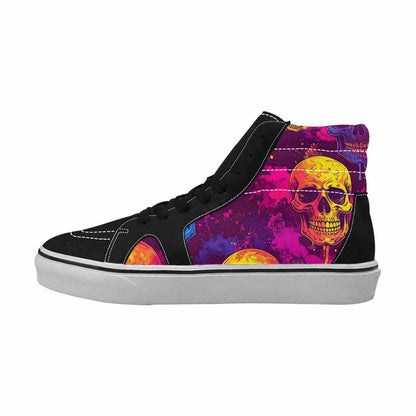WOMEN'S Tie Dye Skulls Print High Top Canvas Vivid Sneakers