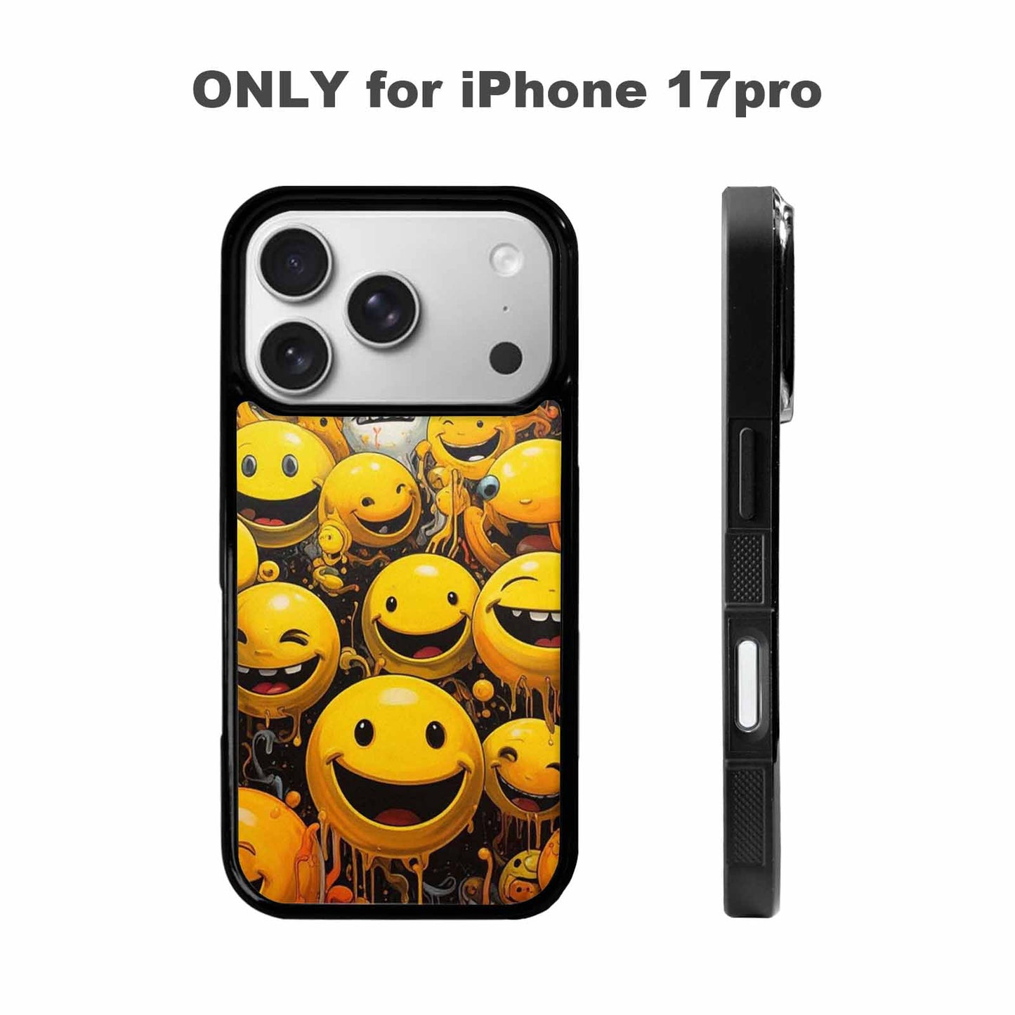 iPhone 17 Pro Case — Melting Moon Smiley Red Splatter Original, Personalized Phone Case