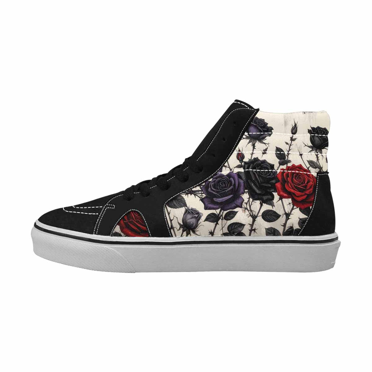 MEN'S Black Gothic Rose High Top Canvas Aesthetic Custom Shoes