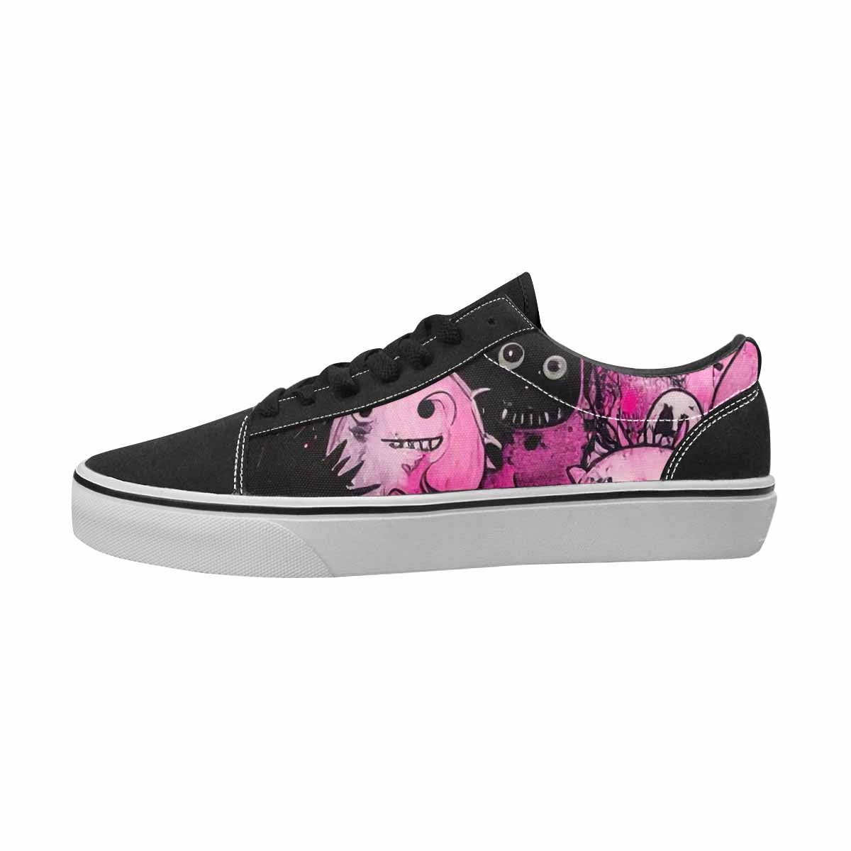 MEN'S Monsters Black & Pink Ink Canvas One Of A Kind Kaleidoscope Shoes