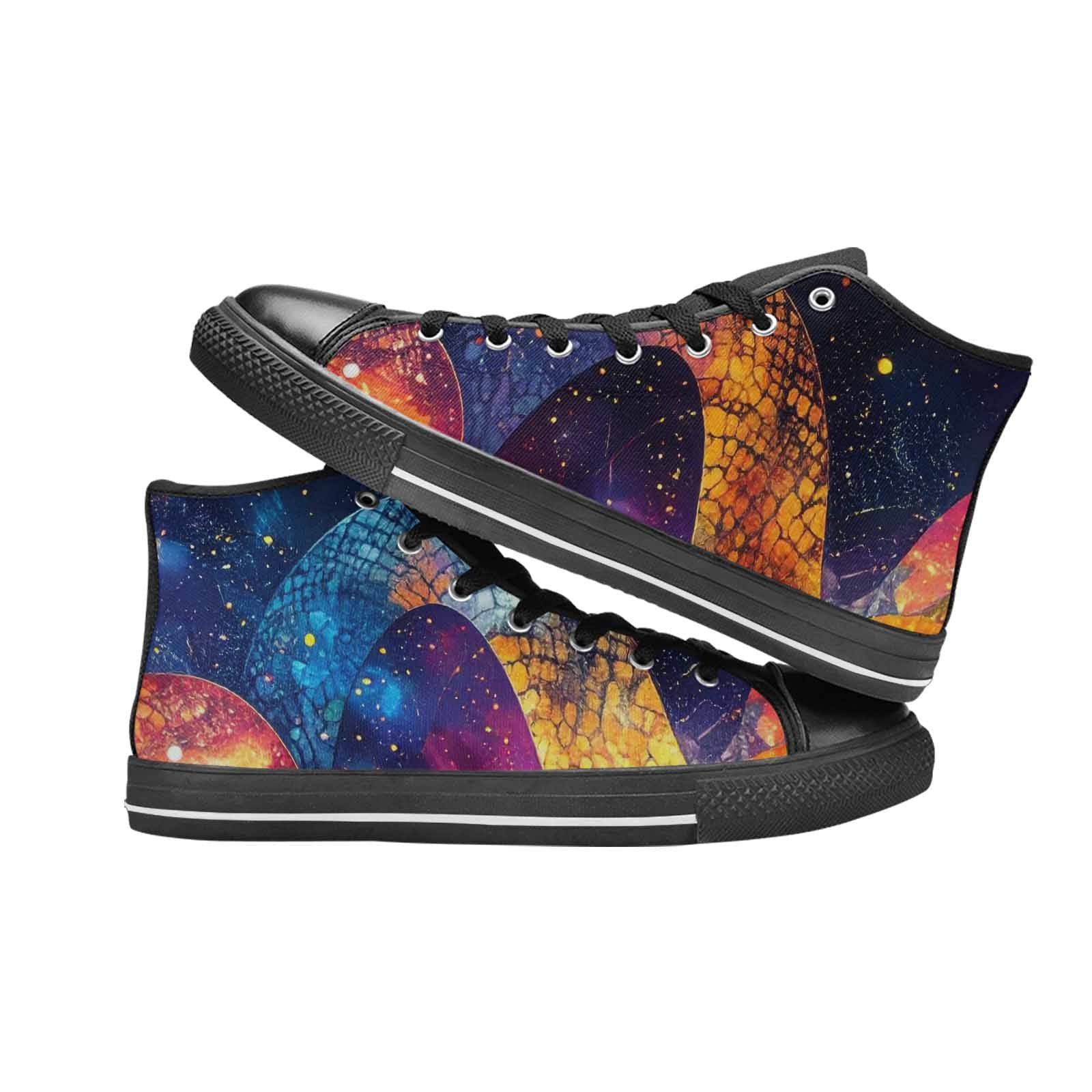 MEN'S Galaxy Snake Print High Top Canvas Wallpaper Art Custom Shoes