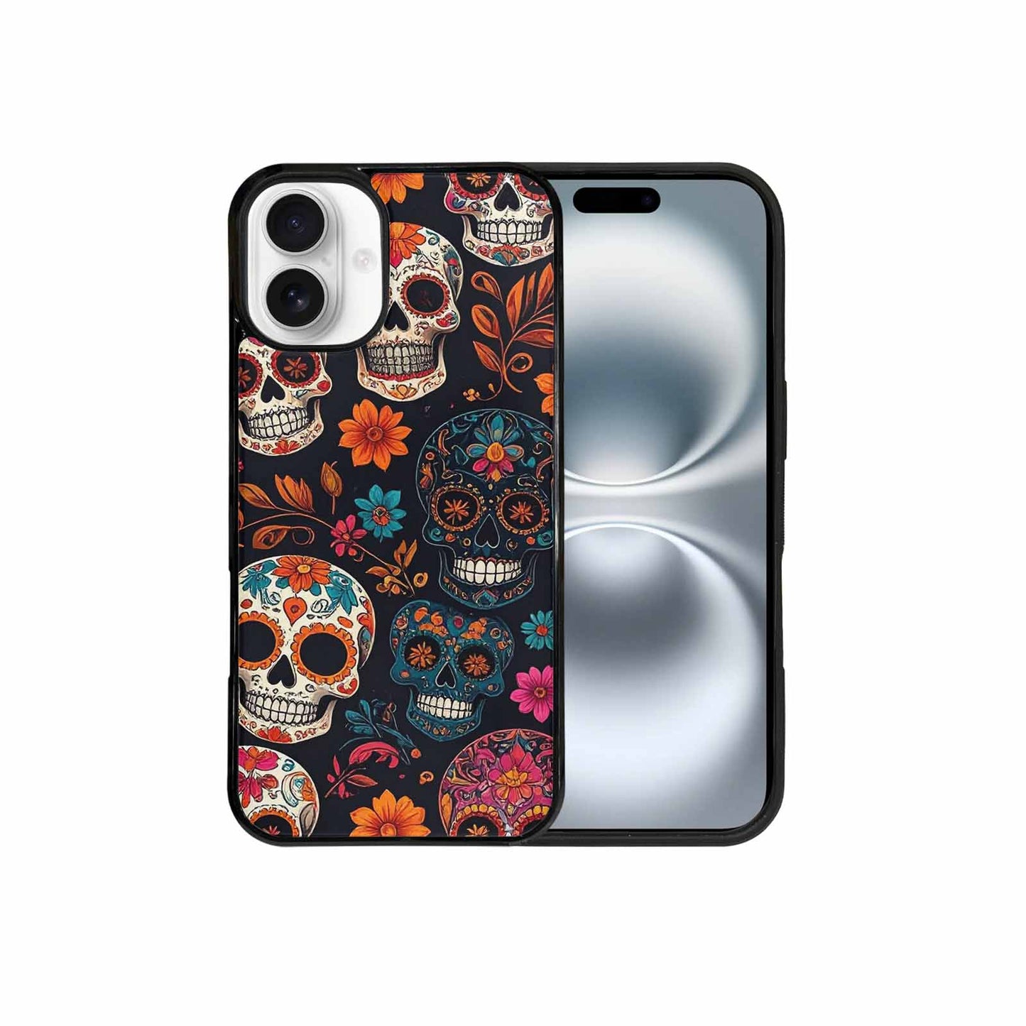 iPhone 16 Plus Case — Dia De Los Muertos Sugar Skull, Custom Printed Phone Case