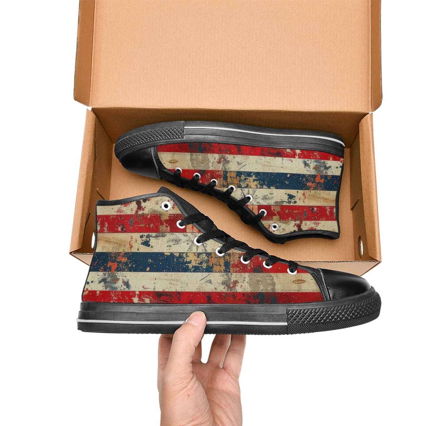 MEN'S American Flag Stars High Top Canvas Aesthetic Custom Shoes