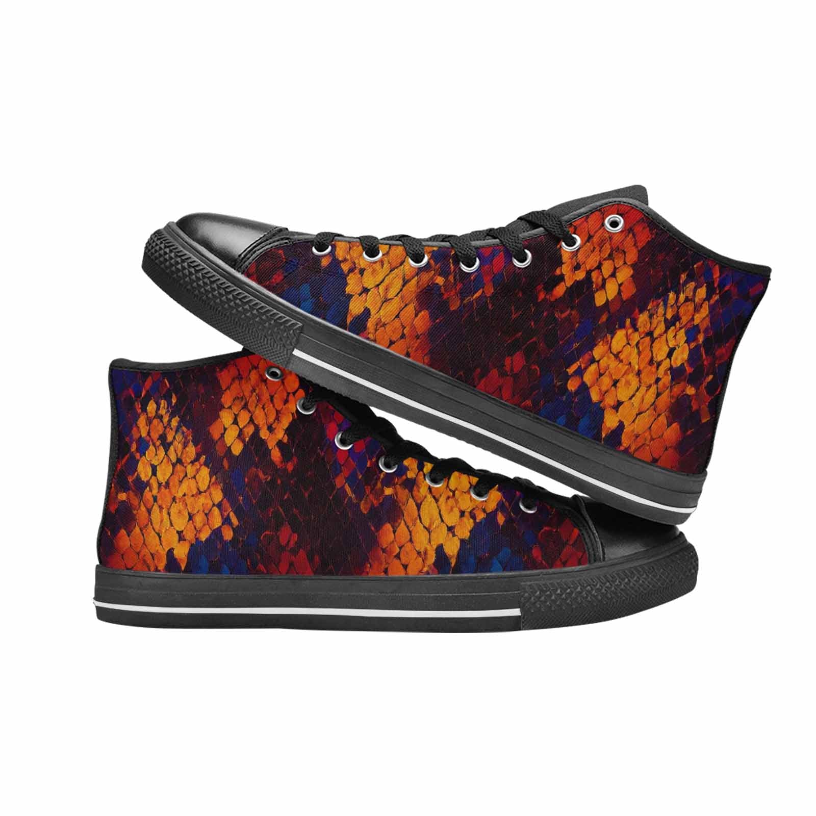 MEN'S Dark Snake Print High Top Canvas Dark Academia Shoes