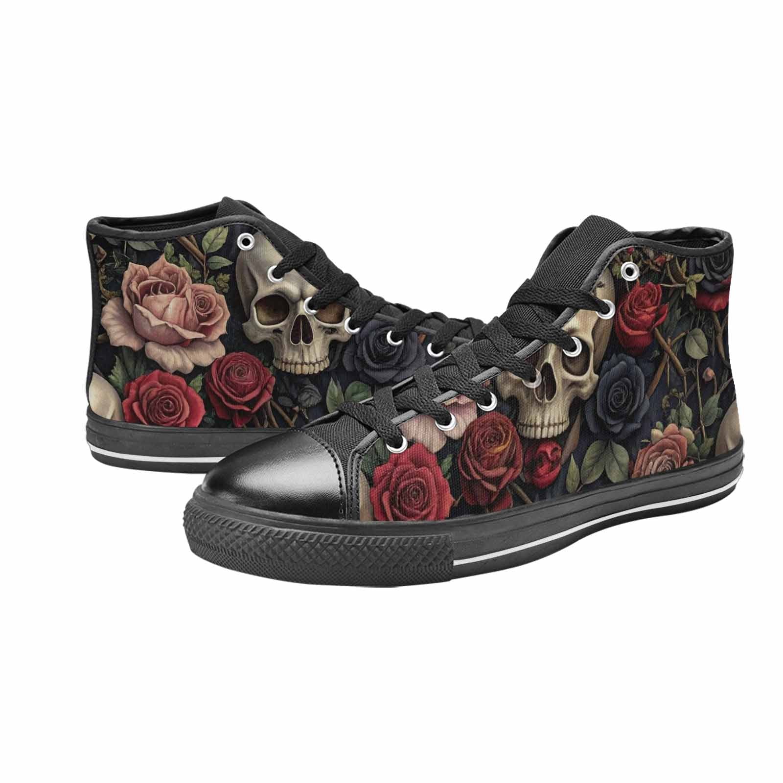 MEN'S Skulls - Roses High Top Canvas Cottagecore Custom Shoes