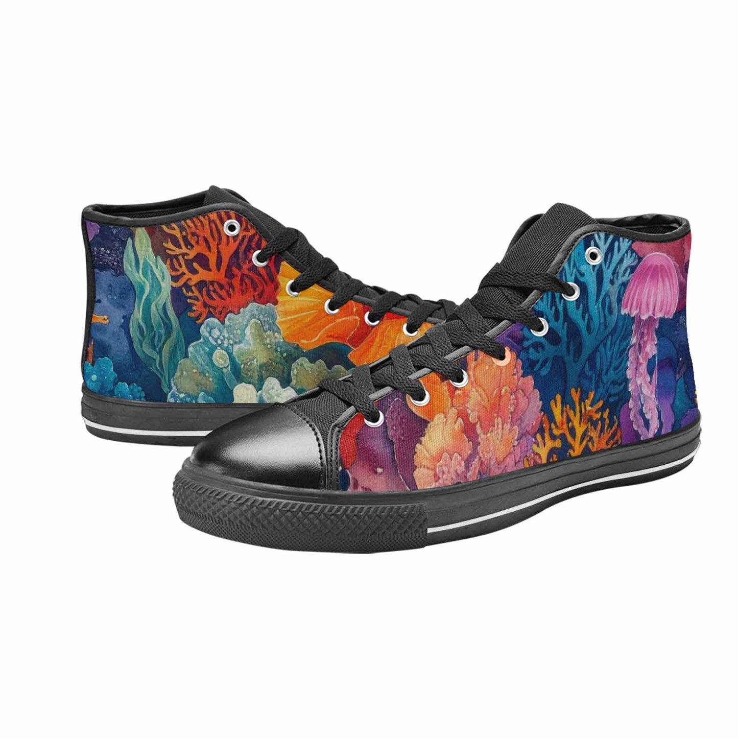 WOMEN'S Fish Scale Coral High Top Canvas Grunge Shoes