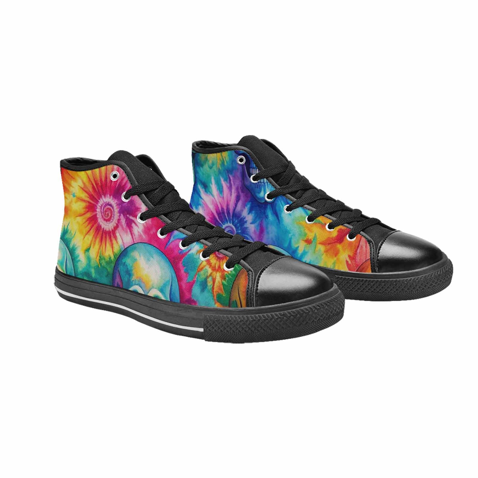 MEN'S Tie Dye Skulls Print High Top Canvas Y2K Custom Shoes