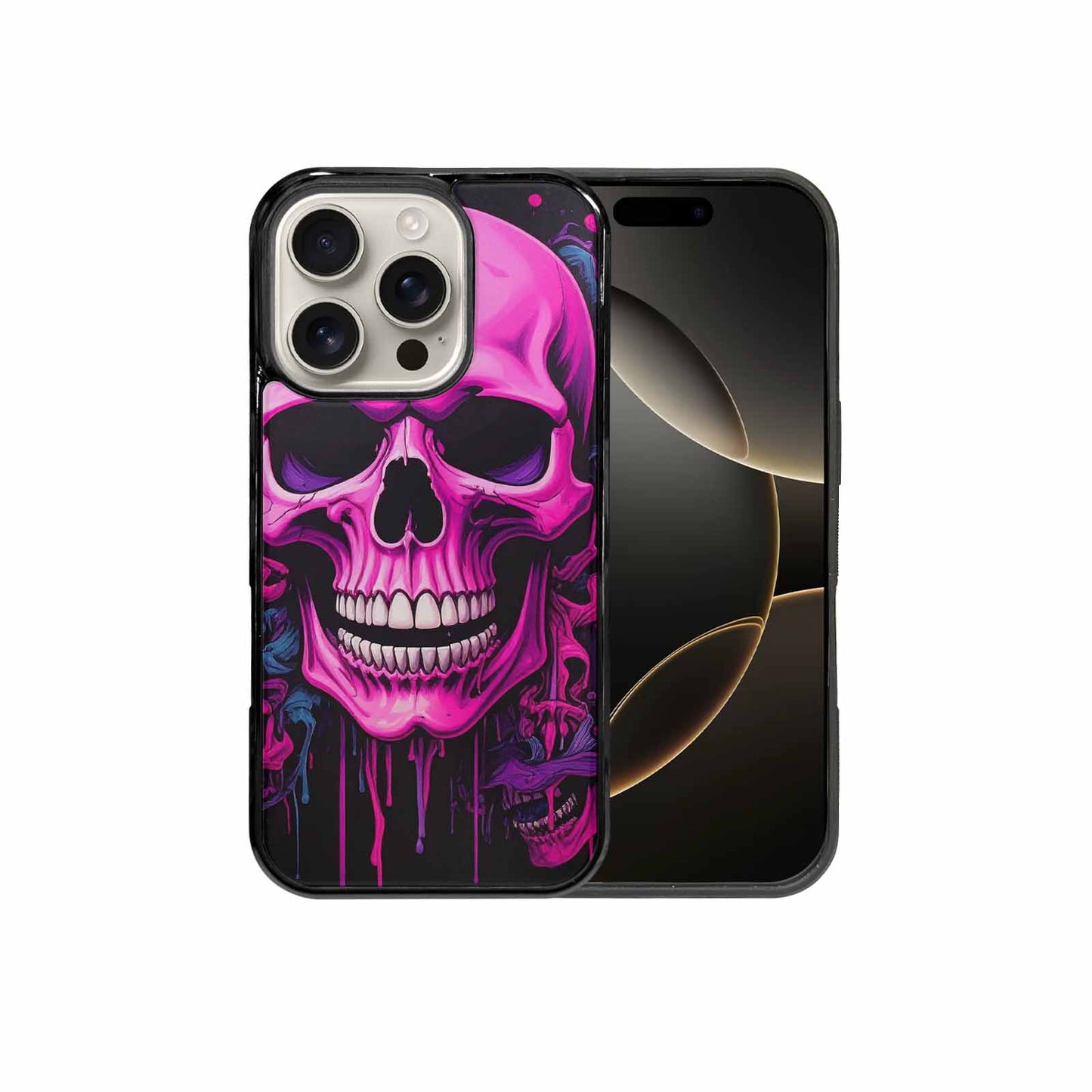 iPhone 16 Pro Case — Pink Purple Skeletons Neon Drip Melting, Custom Phone Case