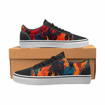 WOMEN'S Flame Burst Lace-Up Canvas Vibrant Chaos Custom Sneakers