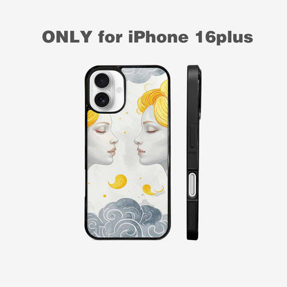 iPhone 16 Plus Case — Gemini Twins Zodiac Pattern Seamless Repeat, Custom Phone Case