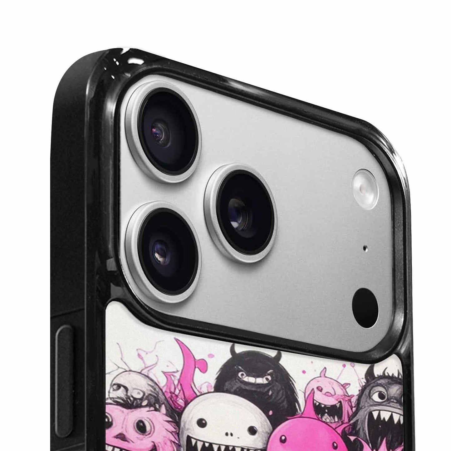 iPhone 17 Pro Case — Monsters General Black Pink Ink Cartoon, Unique Phone Case Design