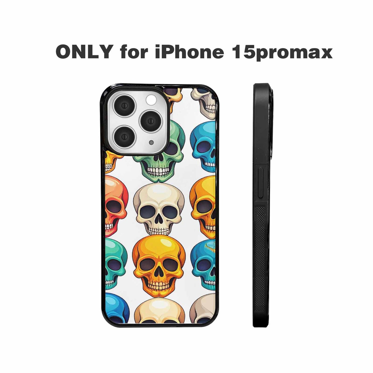 iPhone 15 Pro Max Case — Vibrant Skull Seamless, Customized Protective Case