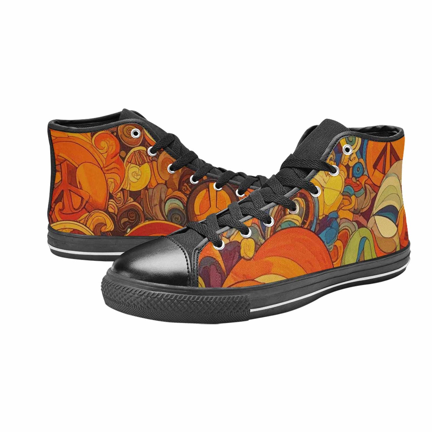 WOMEN'S Groovy 70S Peace High Top Canvas Y2K Custom Shoes